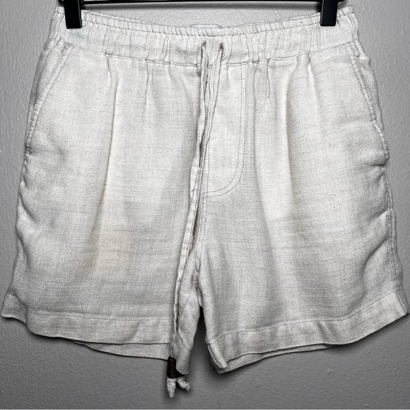 Folks Women 100% Linen‎ Shorts Small Tan Pull On Coastal Lagenlook Beach Resort - Picture 4 of 8